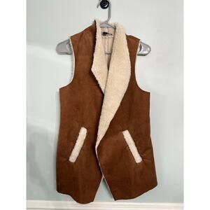 French Laundry Faux Suede Sherpa Lined Vest – Brown
